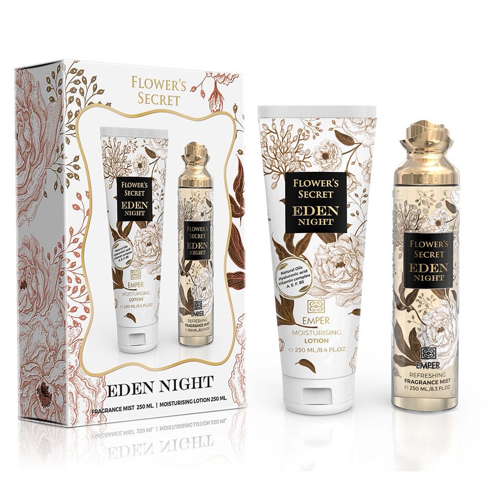 Подарунковий набір Emper Flower 'S Secret Eden Night body mist 250 мл з зволожуючим лосьйоном для тіла 250 мл (MM36053)