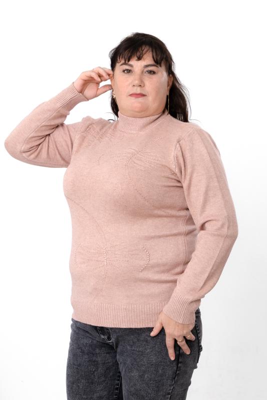 Джемпер утеплений жіночий однотонний з візерунком Носи Своє р. 54/56 Пудровий (18116) - фото 3 Джемпер утеплений жіночий однотонний з візерунком Носи Своє р. 54/56 Пудровий (18116) - фото 3