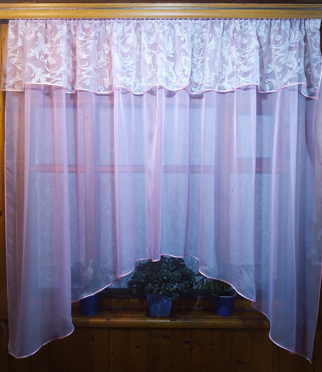 Кухонная занавеска короткая Летиция вензель Розовый (835282850) - фото 1 Кухонная занавеска короткая Летиция вензель Розовый (835282850) - фото 1