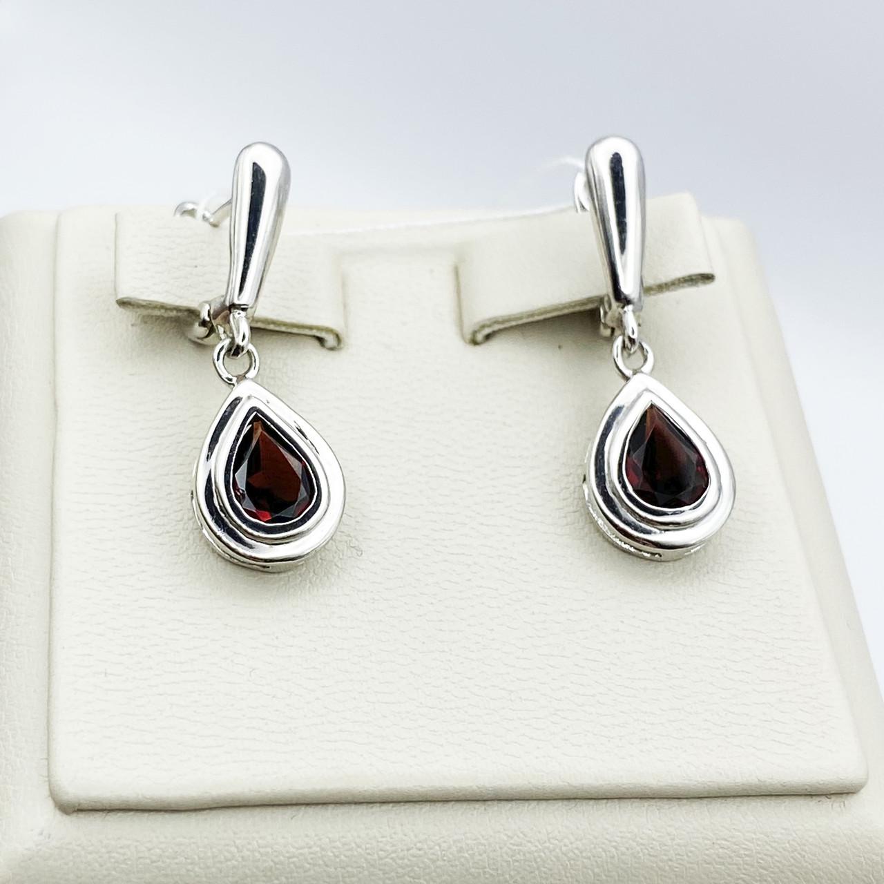 Серьги серебряные с гранатом 4,8 г (2030046699)