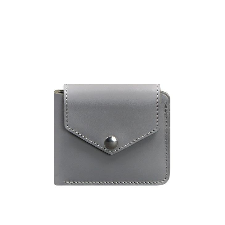 Портмоне шкіряне 4.2 на кнопці Сірий (A-027409)