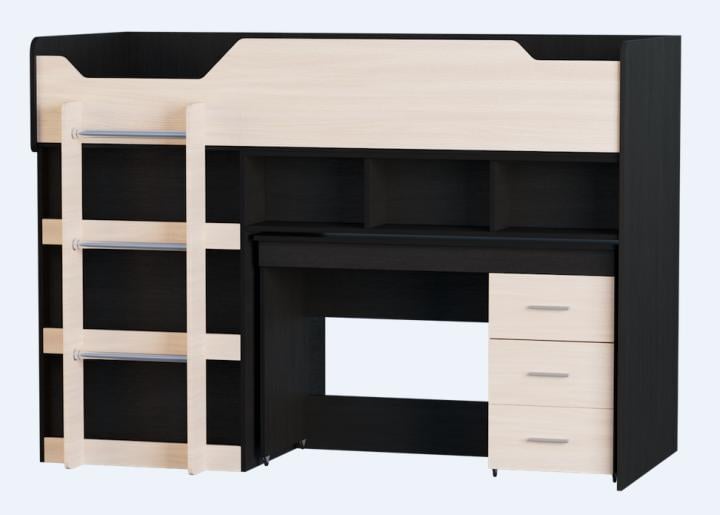 Ліжко-горище Еверест-2 з викатним столиком Венге темний/Дуб молочний Ліжко-горище Еверест-2 з викатним столиком Венге темний/Дуб молочний