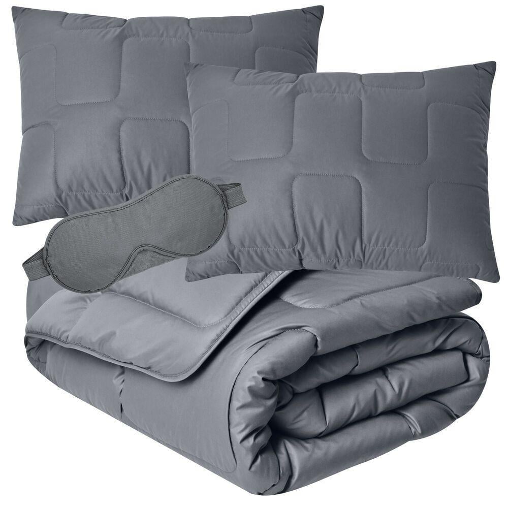 Набір IDEIA Man Maker ковдра 200х220 см/подушки штучний пух 2 шт. 50х70 см Сірий/маска для сну