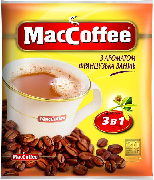 Кавовий напій MacCoffee 3в1 з ароматом Французька ваніль 20 шт. 18 г