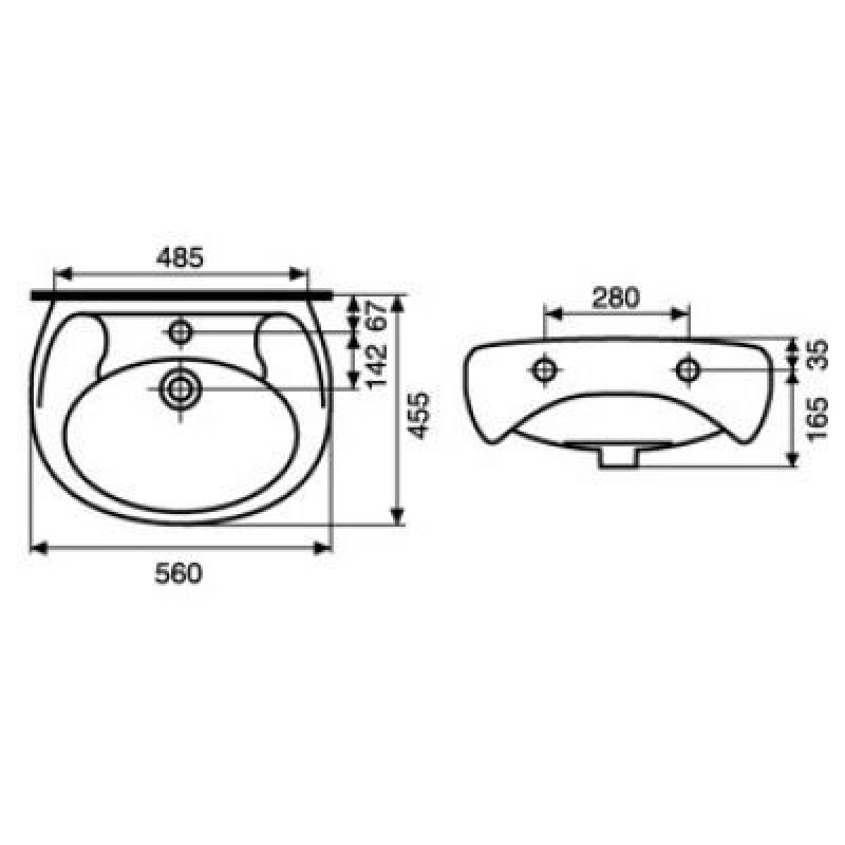 Раковина Cersanit Eko 2000 55 см з отвором (020289) - фото 3 Раковина Cersanit Eko 2000 55 см з отвором (020289) - фото 3