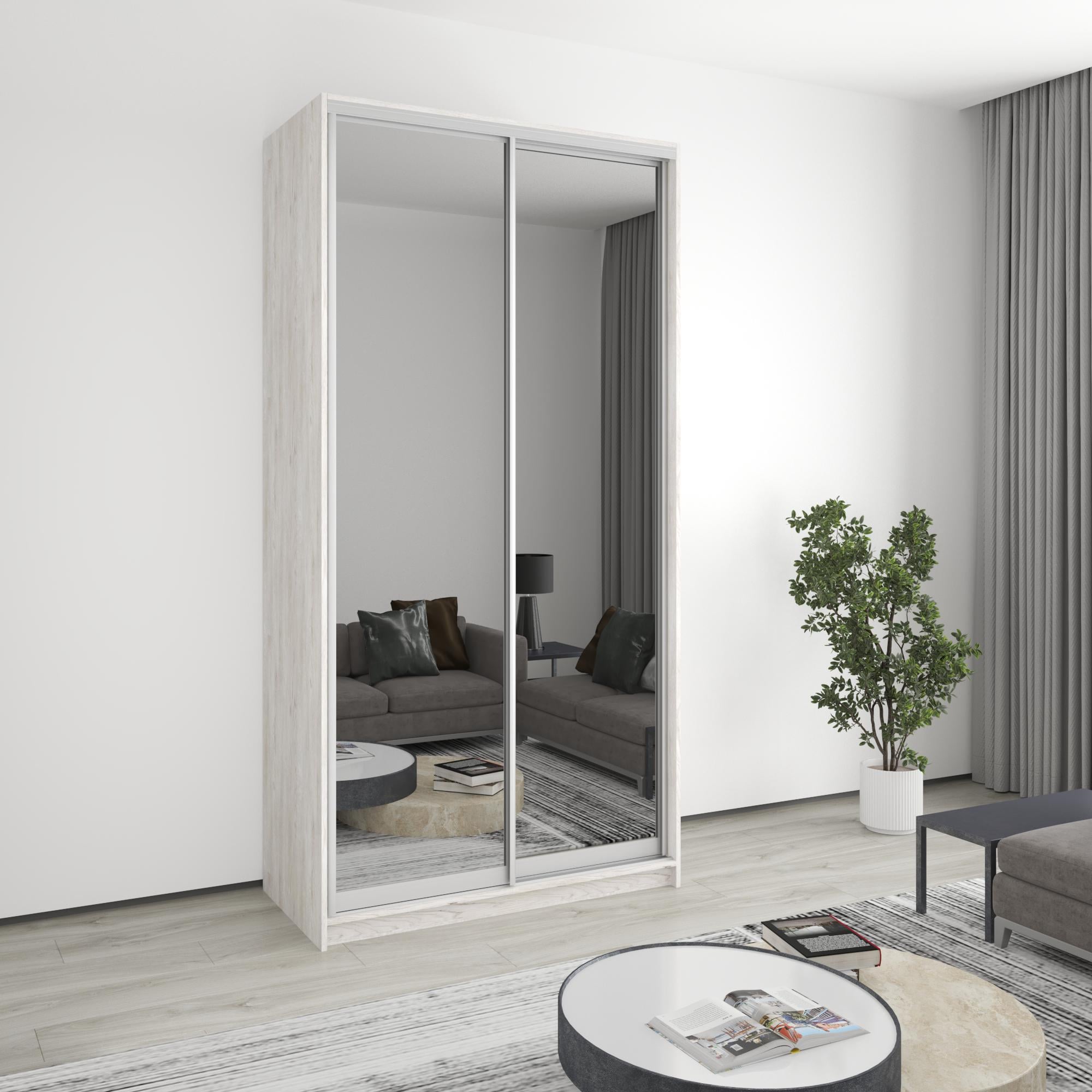 Шкаф-купе двухдверный MebelStar Уни AL 2 зеркала 120x45x240 см Аляска серый (MBS-4029)