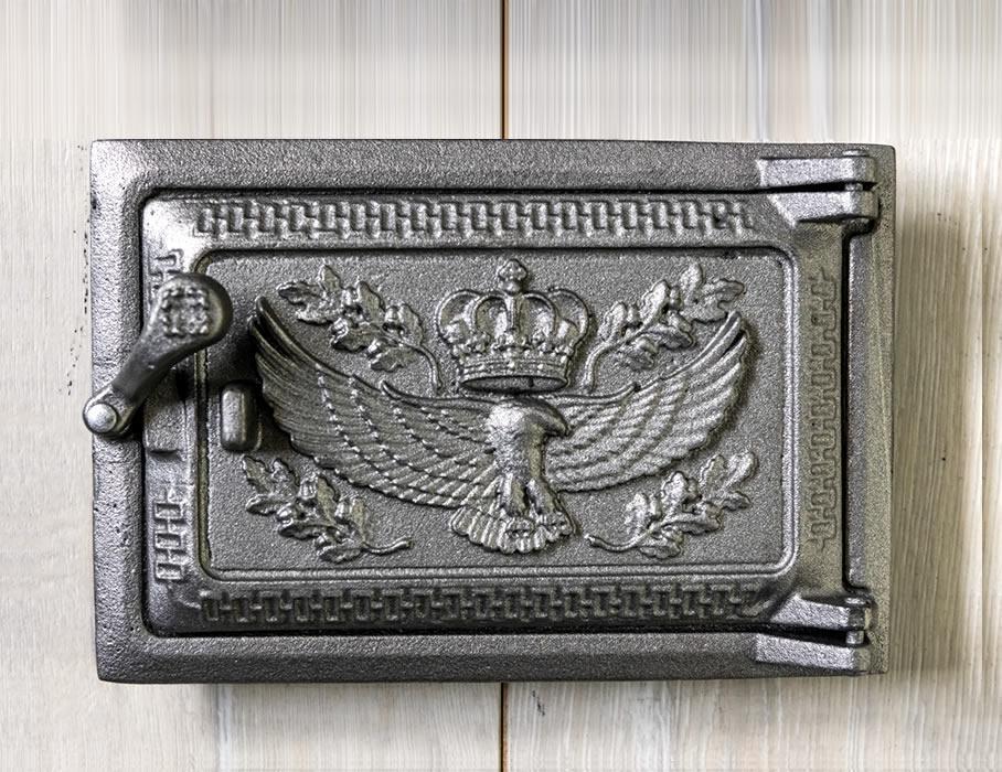 Дверца каминная поддувная чугунная KHLP Орел 160х240 мм с узором