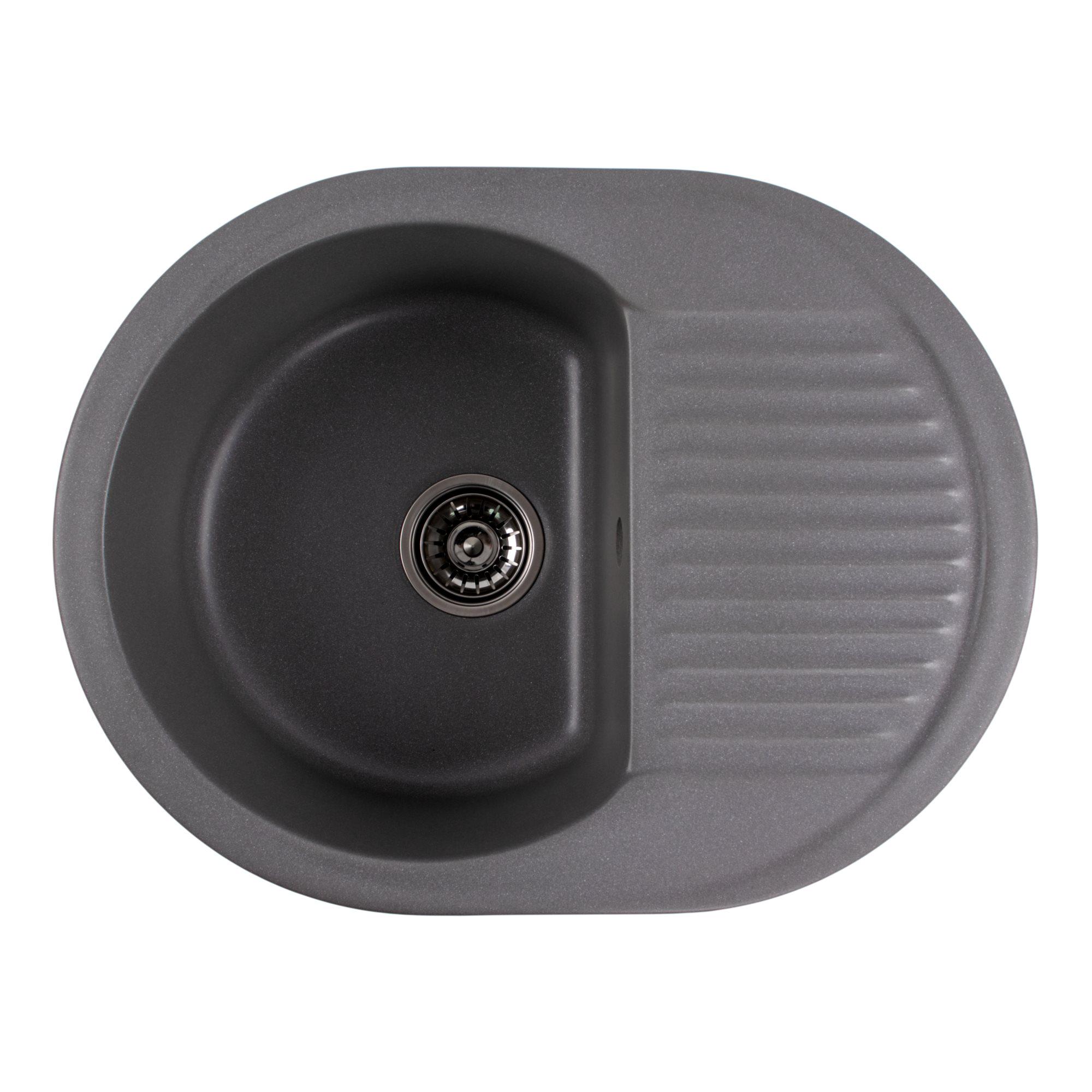 Мийка для кухні гранітна Platinum 6247 BORA глянцева Сірий мусон