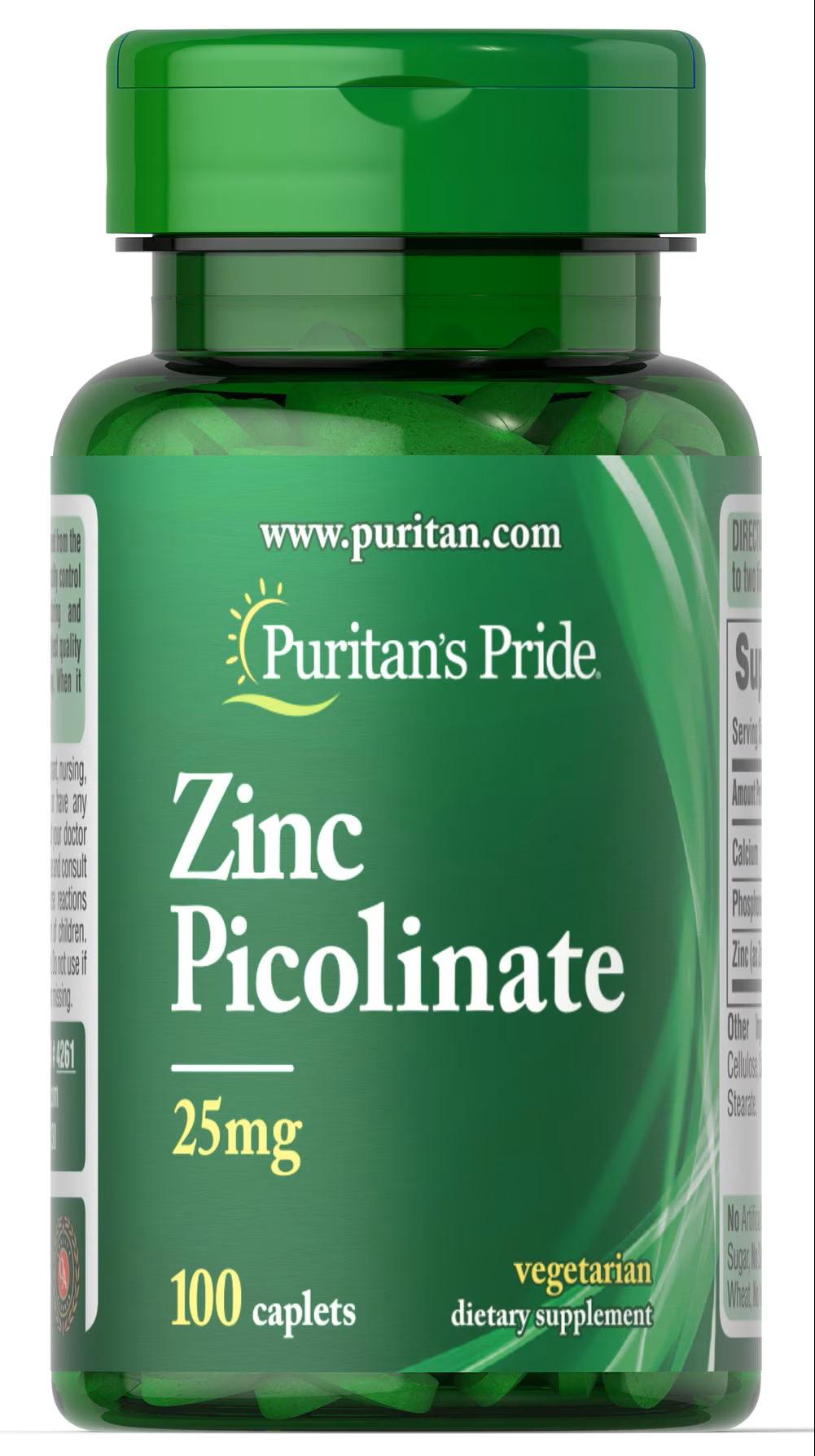 Цинк Puritan's Pride Zinc Picolinate 25 mg 100 таблеток