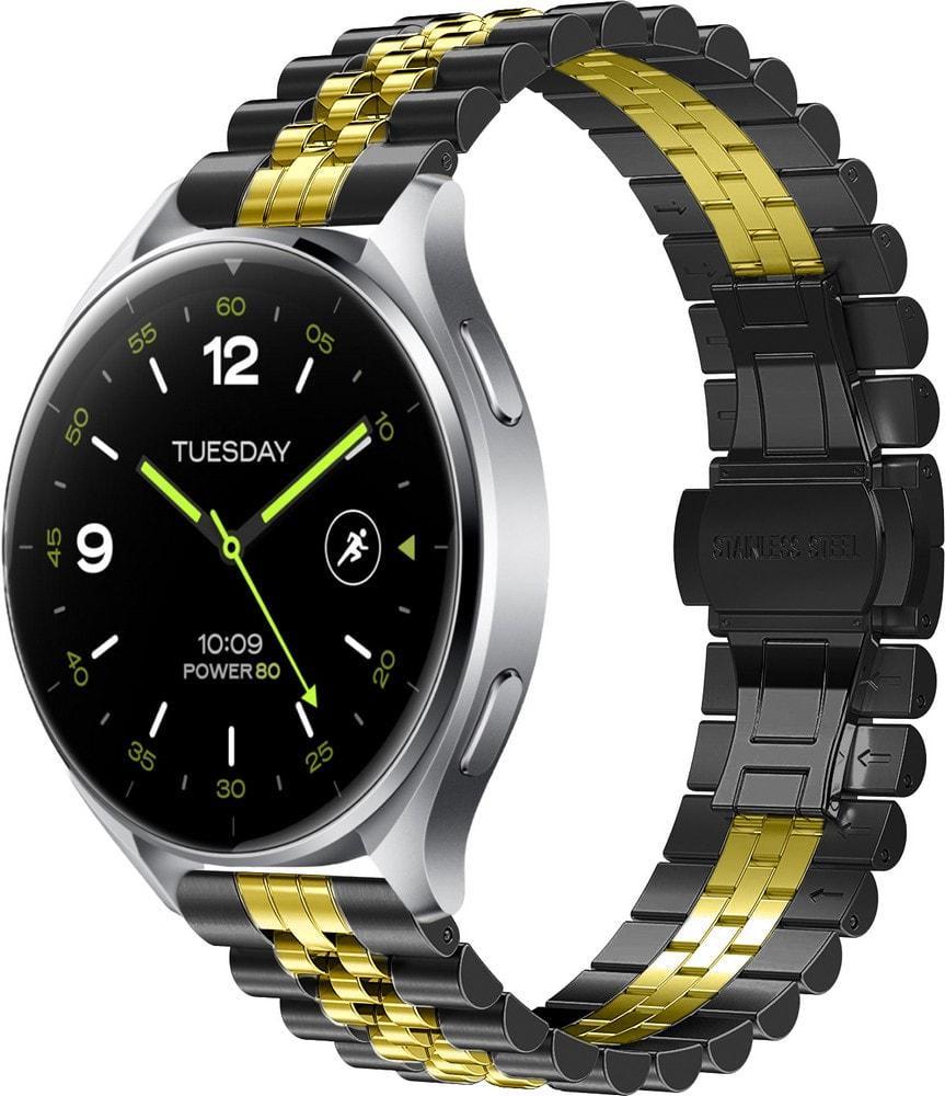 Браслет металлический Stech Line для Xiaomi Watch 2/2 Pro Black Gold (37189-02)