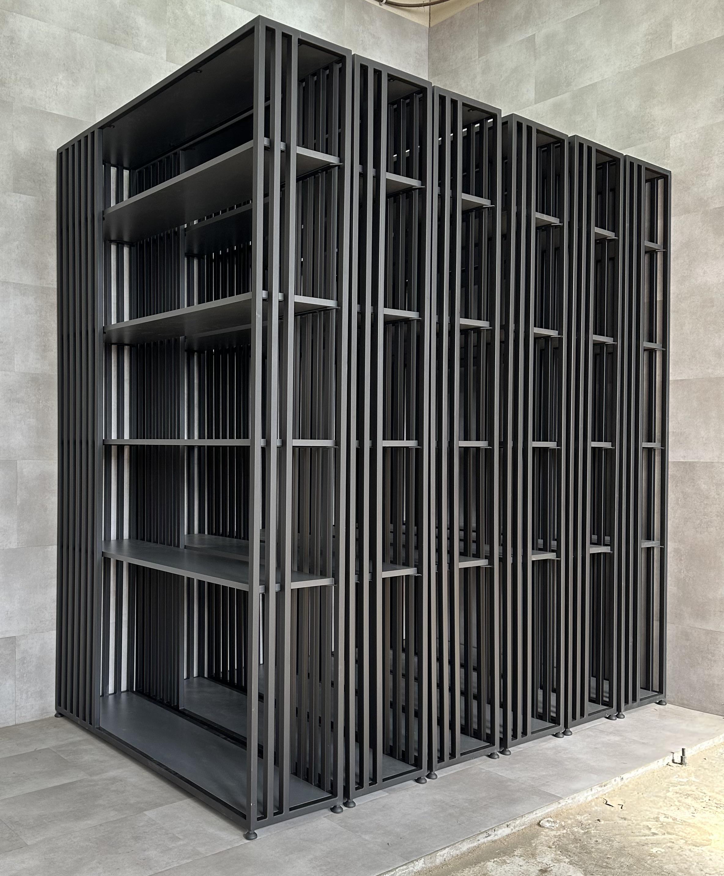 Стеллаж из металла и массива ясеня S11-MY 2000х1200х300 мм