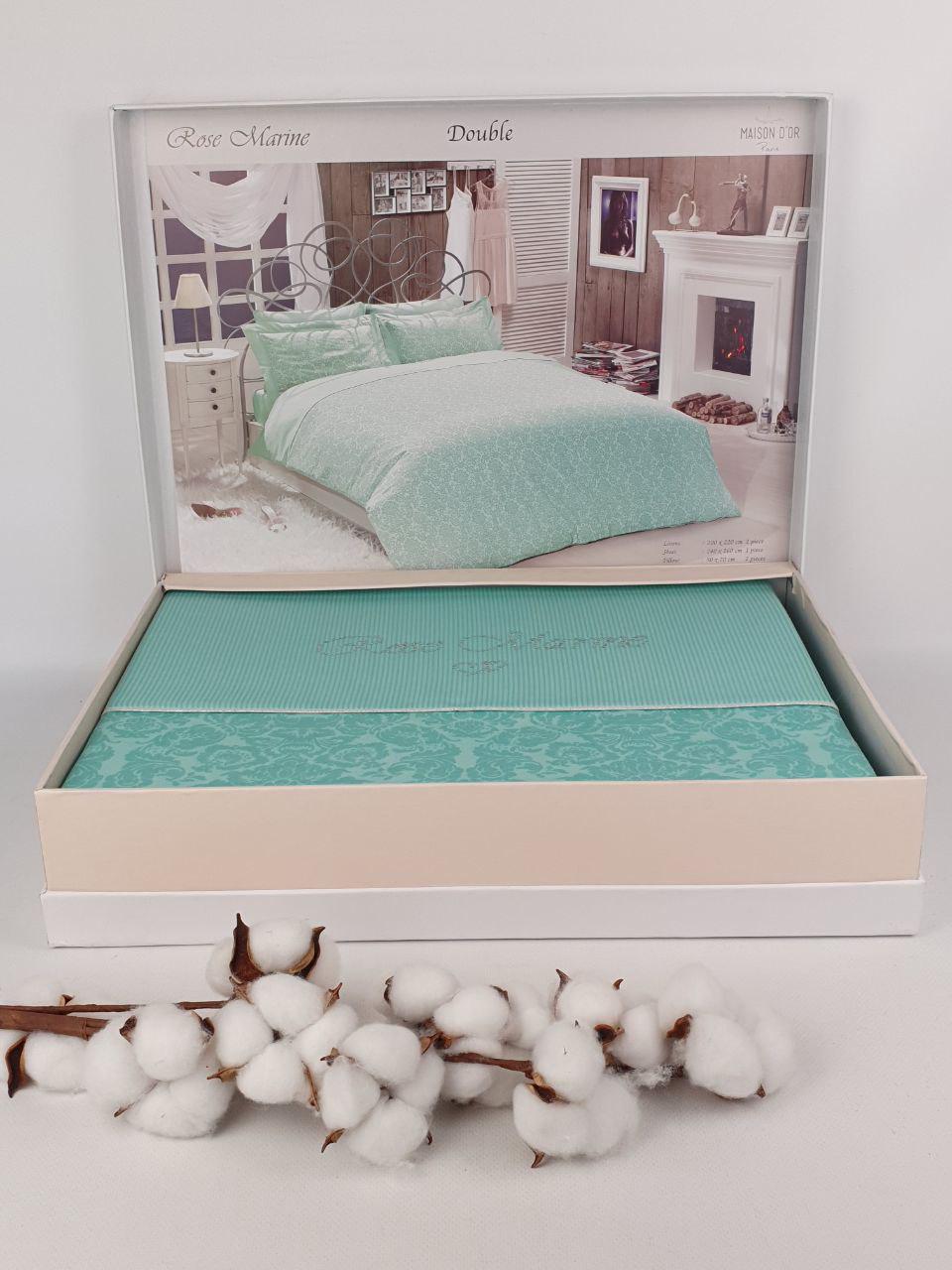 Комплект постельного белья Maison D'or сатин семейный Rose Marine Ice Blue (CN38700)