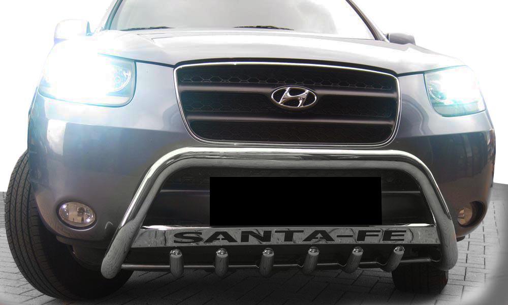 Кенгурятник WT004 CAN для Hyundai Santa Fe 2 2006-2012 гг. нержавеющая сталь Хром