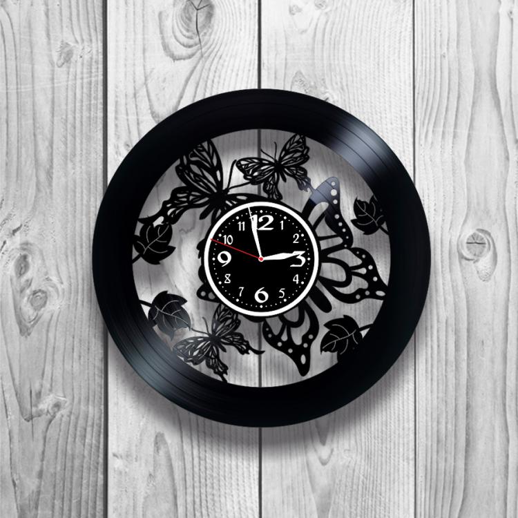 Часы настенные Бабочки 0139 из виниловой пластинки