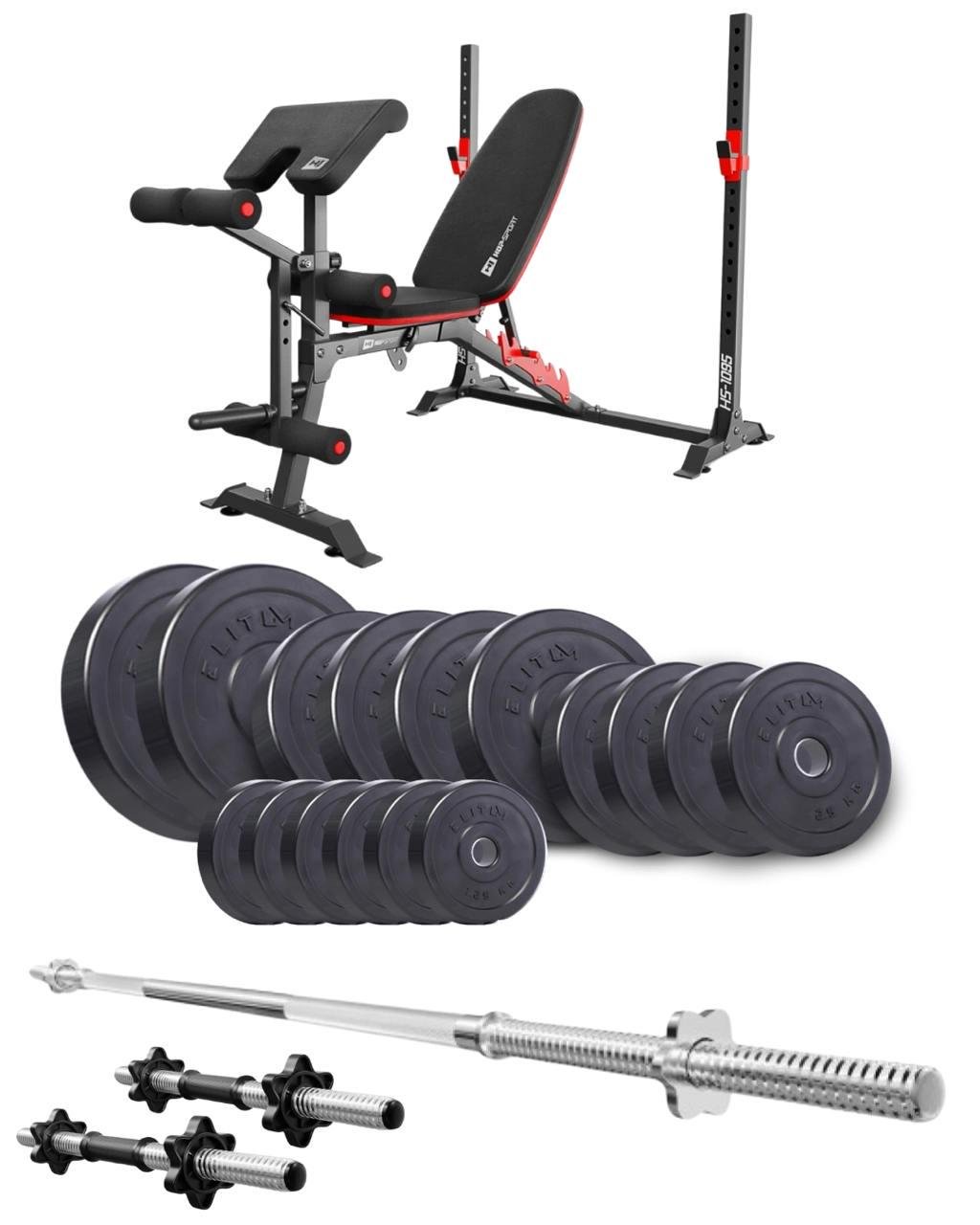 Набір штангою та гантелями з лавкою Elitum Titan HS-1095 69 кг (4459)