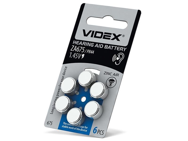 Батарейка повітряно-цинкова Videx ZA675 PR44 Blister 6 шт. (8451)
