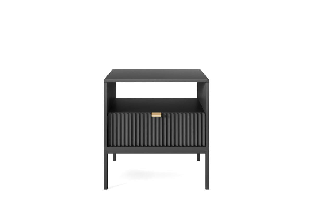 Тумба прикроватная Perfect Home Nova S54 с 1 ящиком и черными ножками Черный (PFH-091251) - фото 1 Тумба прикроватная Perfect Home Nova S54 с 1 ящиком и черными ножками Черный (PFH-091251) - фото 1