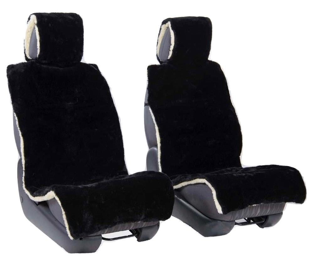 Накидка на сиденье автомобиля из овчины Sheepskin эко-шерсть 1 шт. 50 см Черный (274) - фото 7