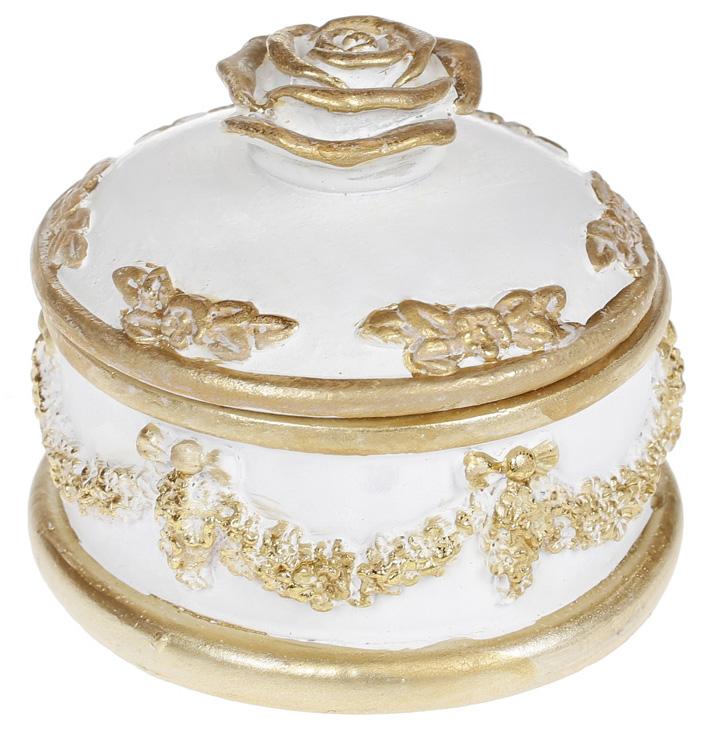Шкатулка для украшений Saaling Роза 10х10х9,5 см Белый/Золото (BD-440-827)м