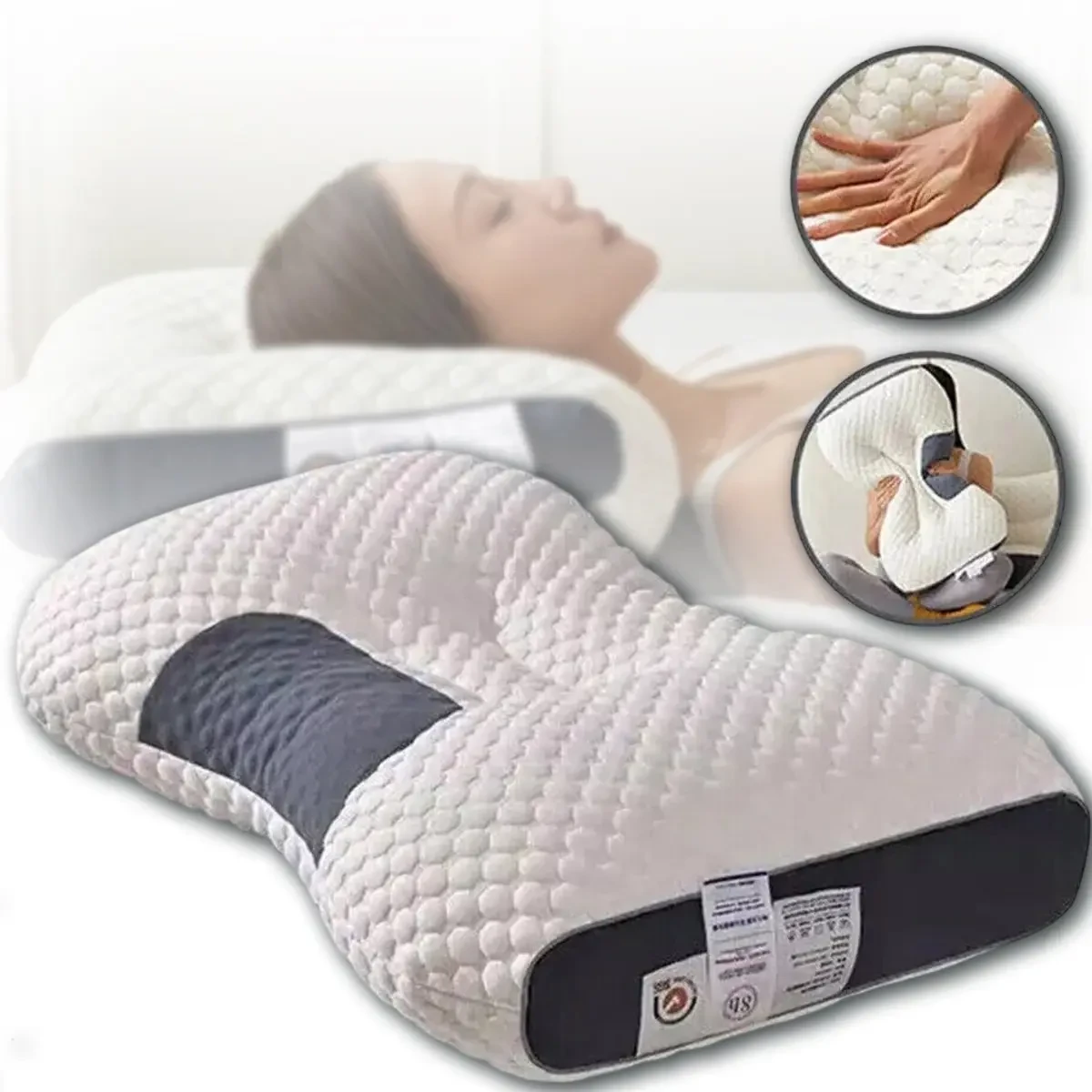 Подушка ортопедична прямокутна 48x74 см з підтримкою шиї та спини Pillow-01 Біло-сірий (29518142) - фото 2 Подушка ортопедична прямокутна 48x74 см з підтримкою шиї та спини Pillow-01 Біло-сірий (29518142) - фото 2