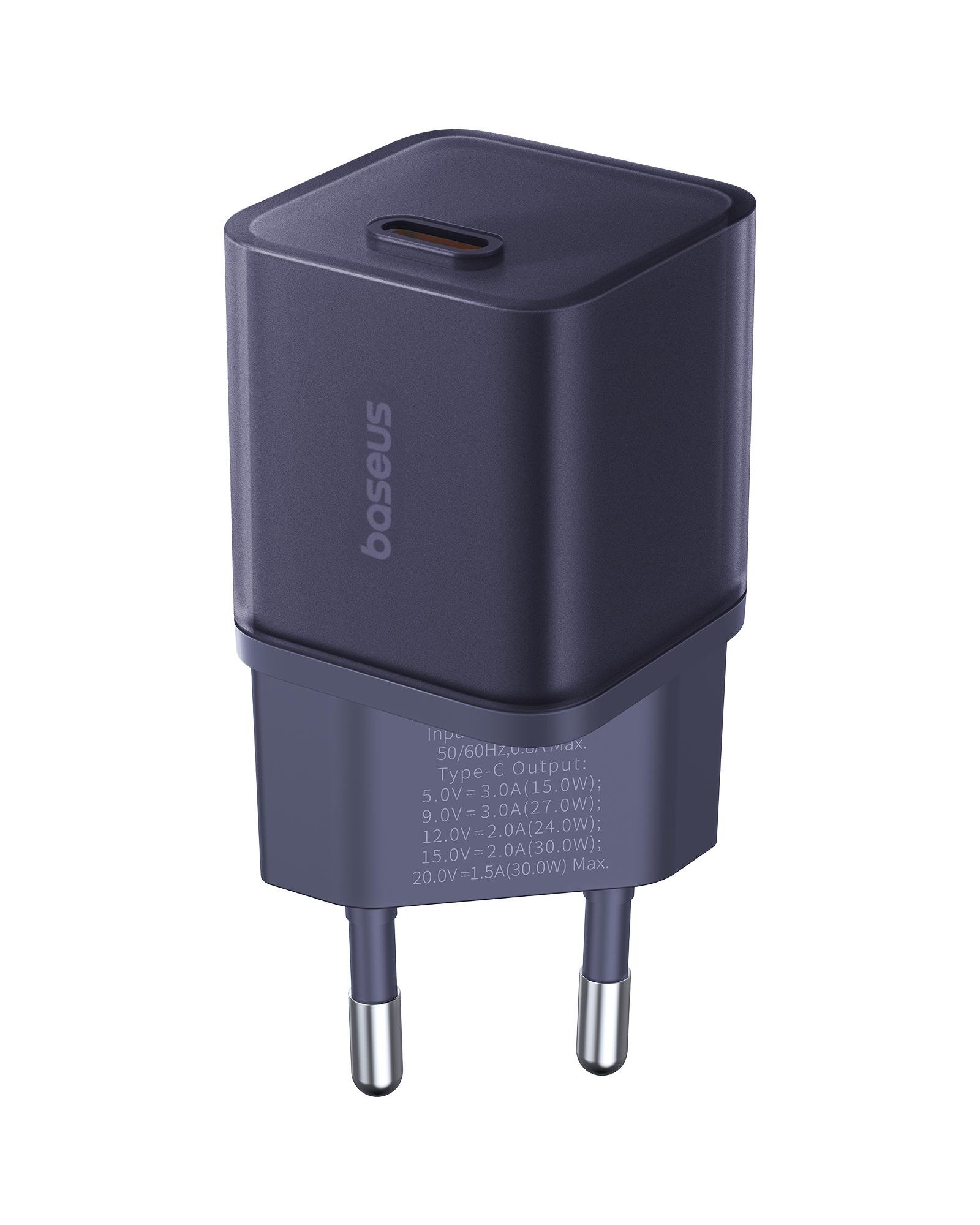 Зарядний пристрій мережевий OS-BASEUS GaN5S Fast Charger 1C 30W EU Midnight Purple (P10162504523-00)