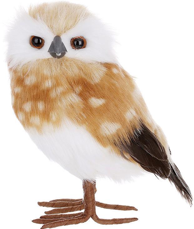 Игрушка декоративная сова 20 см Коричневый с белым