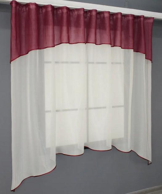 Тюль арка на кухню 270х170 см Молочный/Бордовый (036к) - фото 3 Тюль арка на кухню 270х170 см Молочный/Бордовый (036к) - фото 3