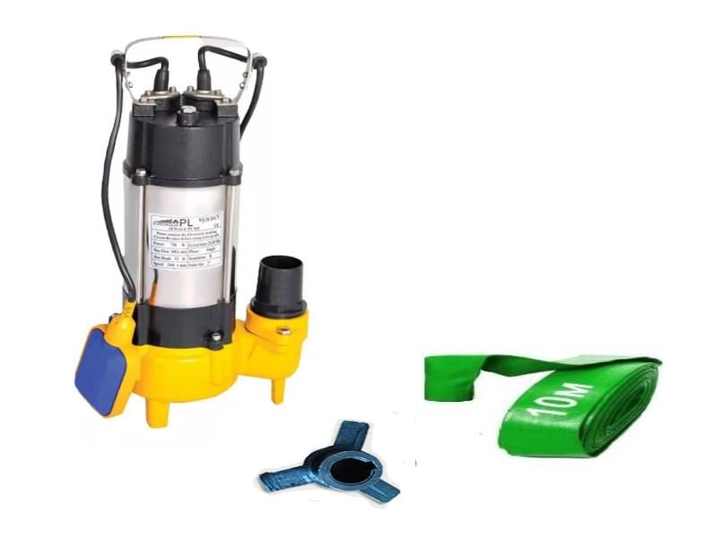 Насос дренажно-фекальный Euroaqua WQ 13 15FURY нож с измельчителем для грязной воды/фекалий/сливных ям с поплавком шланг 10 м (31111638)
