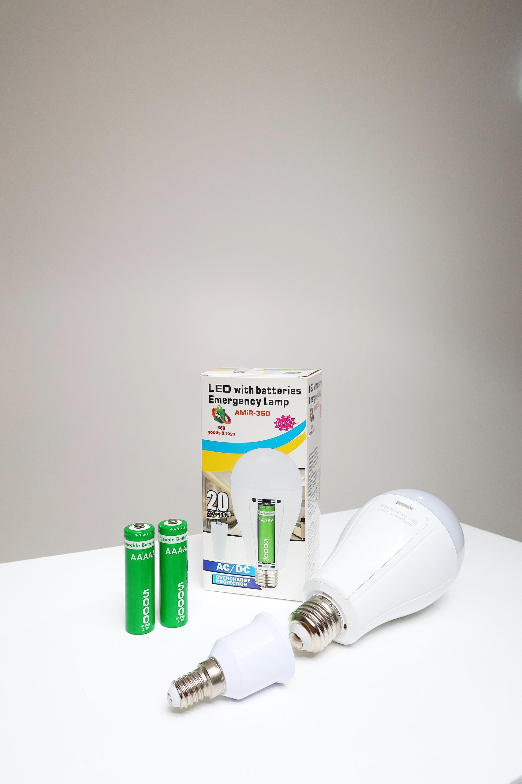 Світлодіодна лампа AMIR-360 20 Вт з акумуляторами E27/E14 (JM-548) - фото 8 Світлодіодна лампа AMIR-360 20 Вт з акумуляторами E27/E14 (JM-548) - фото 8