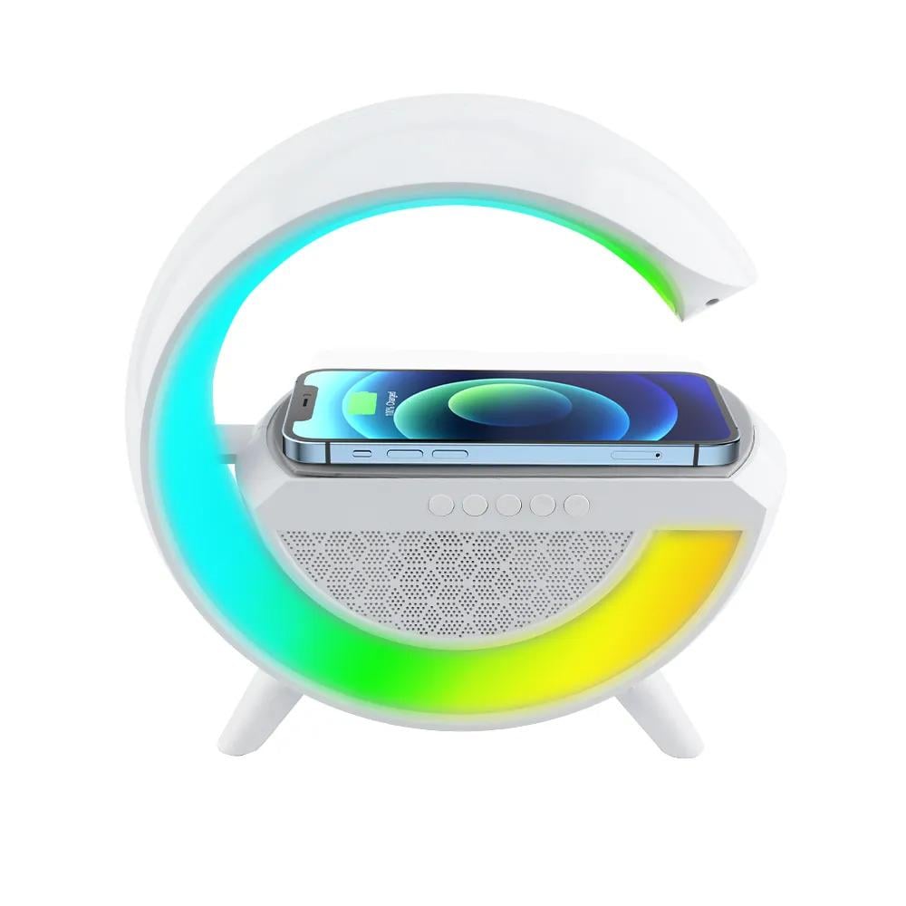 Колонка Bluetooth 3в1 SUNROZ WirelessCharger R99 RGB White