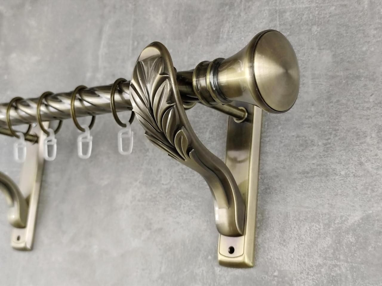 Карниз MStyle металлический для штор однорядный Люксор 25 мм крученый 400 см Антик (5011733)