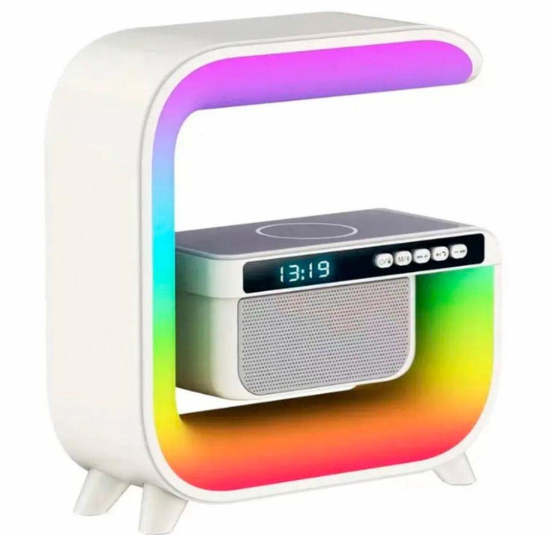 Нічник акумуляторний G-3 Світильник LED RGB з бездротовою зарядкою 15W і вбудованою Bluetooth колонкою з Радіо White (784780422)
