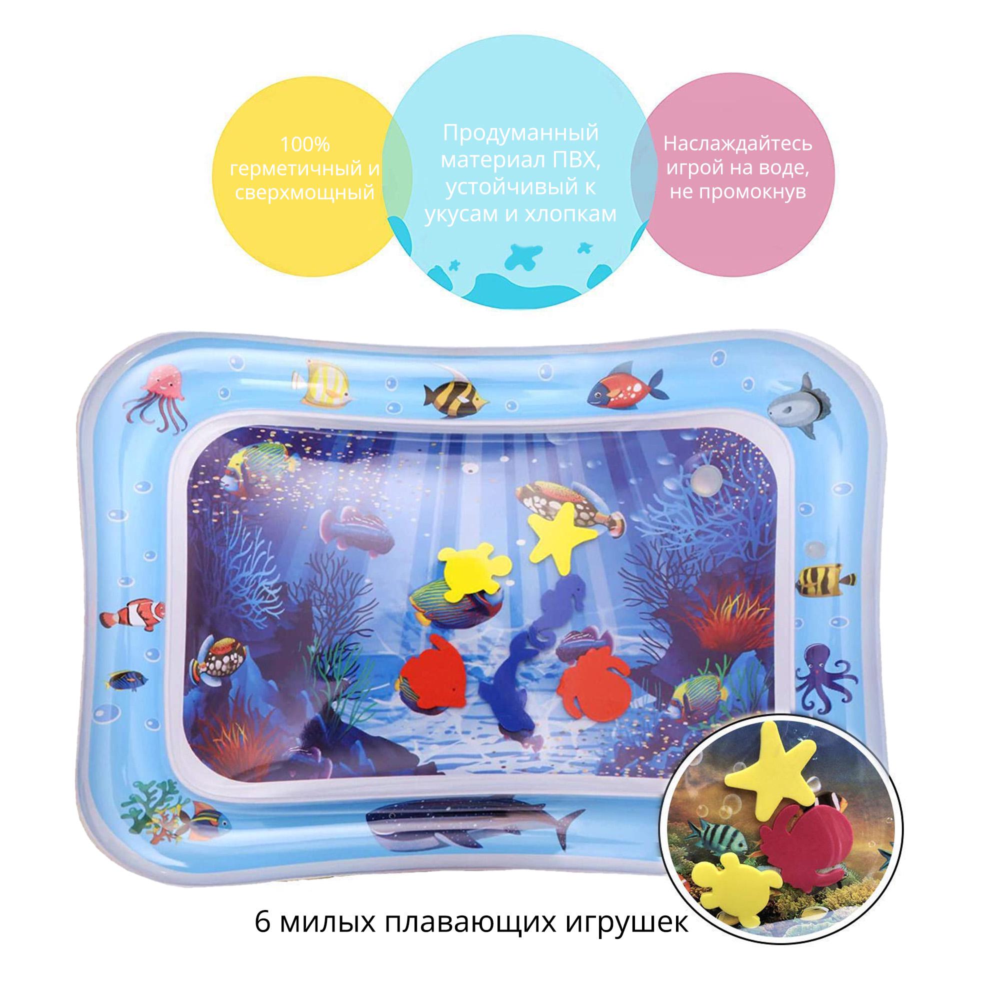 Развивающий надувной детский коврик Inflatable water play mat 6х50 см - фото 6