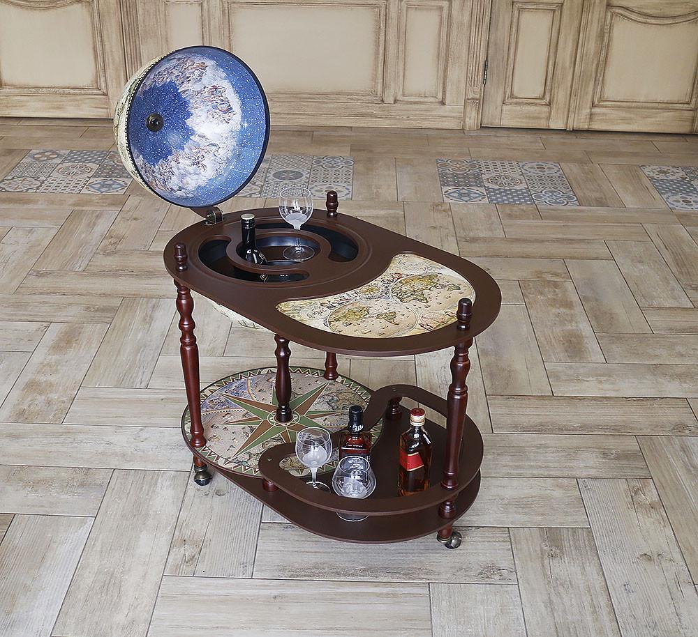 Минибар Гранд Презент Глобус Карта мира со столиком 40 см Кремовый (40004NCG40)