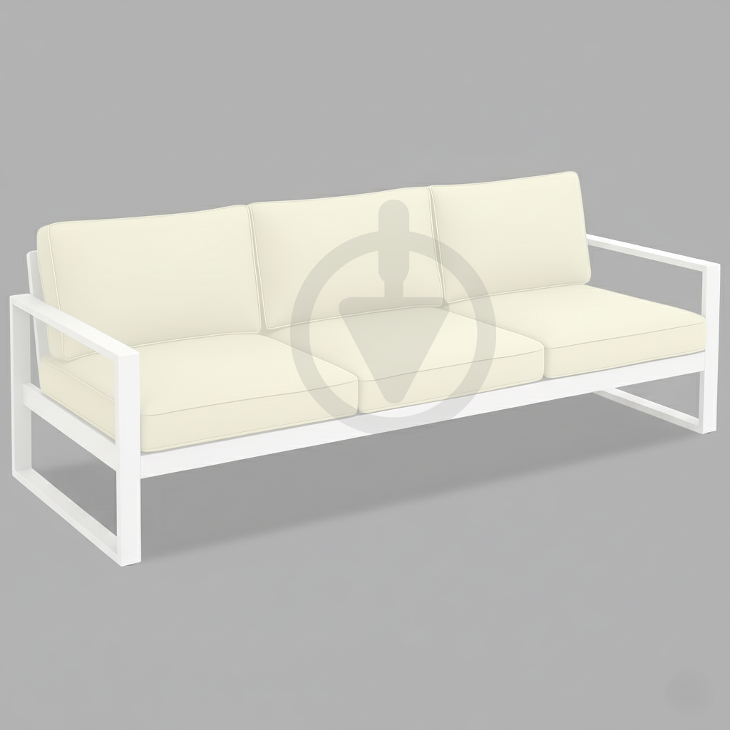 Диван металлический AVVS tech Бостон уличный лофт с подлокотниками оксфорд 250 см Бежевый/Белый (30067076) - фото 1