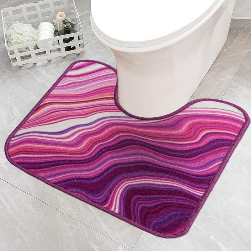 Килимок в туалет Print 204-1 з вирізом для унітазу 57х60 см Рожевий (25809153)