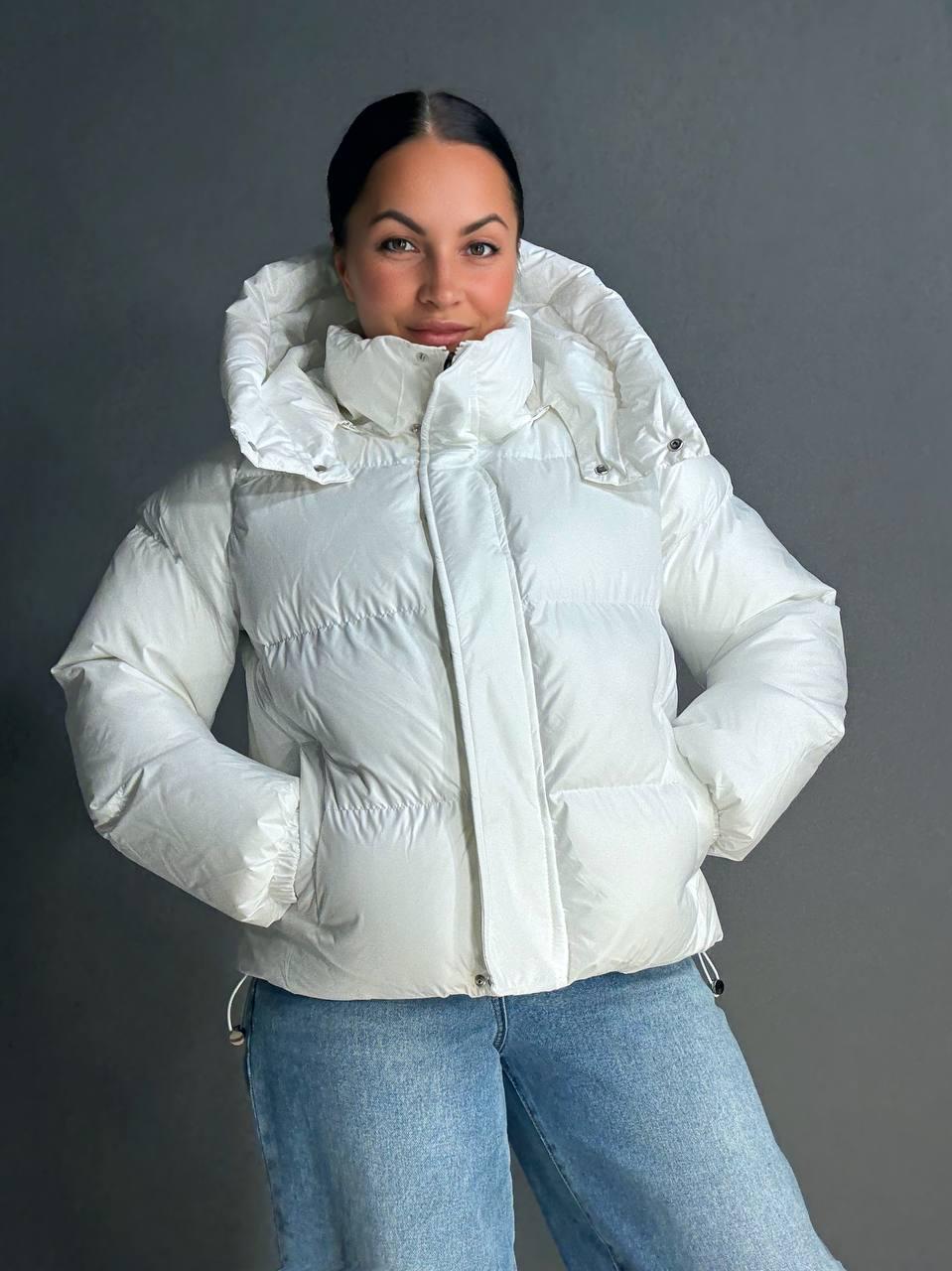Куртка женская Lady Yep 10005 дутая пуффер с капюшоном р. 46 Белый - фото 3 Куртка женская Lady Yep 10005 дутая пуффер с капюшоном р. 46 Белый - фото 3