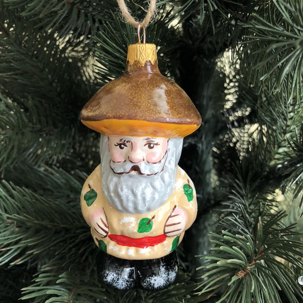 Игрушка стеклянная Гриб боровичок формованная