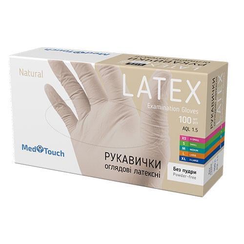Рукавички MedTouch латексні без пудри 100 шт. S Білий - фото 1 Рукавички MedTouch латексні без пудри 100 шт. S Білий - фото 1