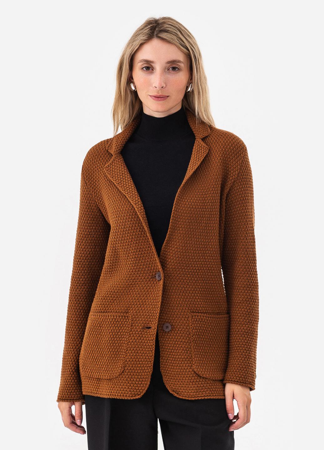 Піджак жіночий рисової в'язки SVTR р. 52-54 Коричневий (598) Піджак жіночий рисової в'язки SVTR р. 52-54 Коричневий (598)