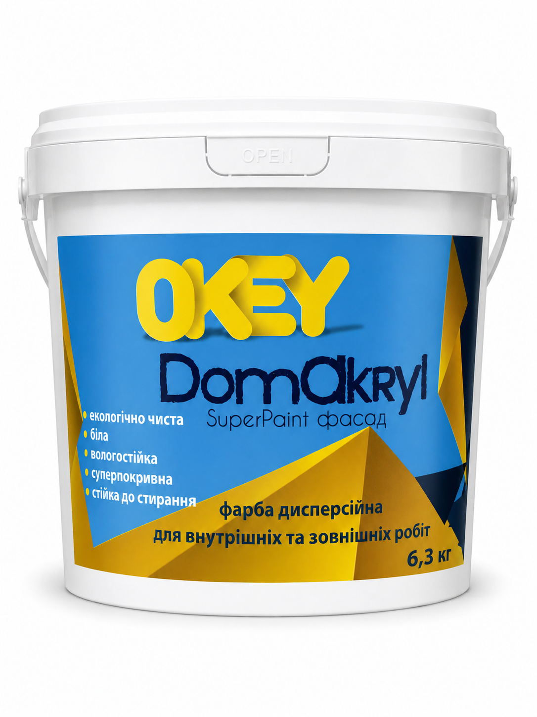 Краска водоэмульсионная для внутренних и наружных работ OKEY DomAcryl 6,3 кг