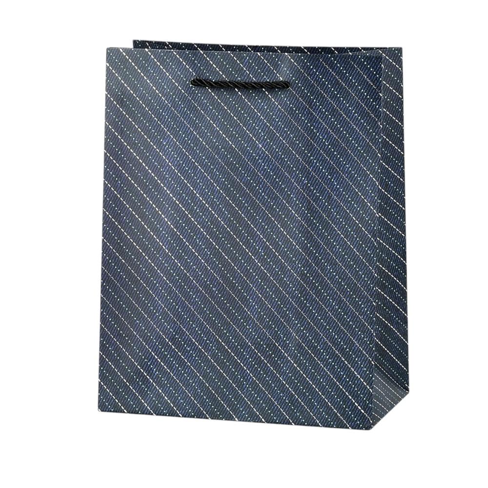Подарочный пакет с ручками Stenson Smooth 26х32х10 см дизайн деминовая ткань Синий (24868999)