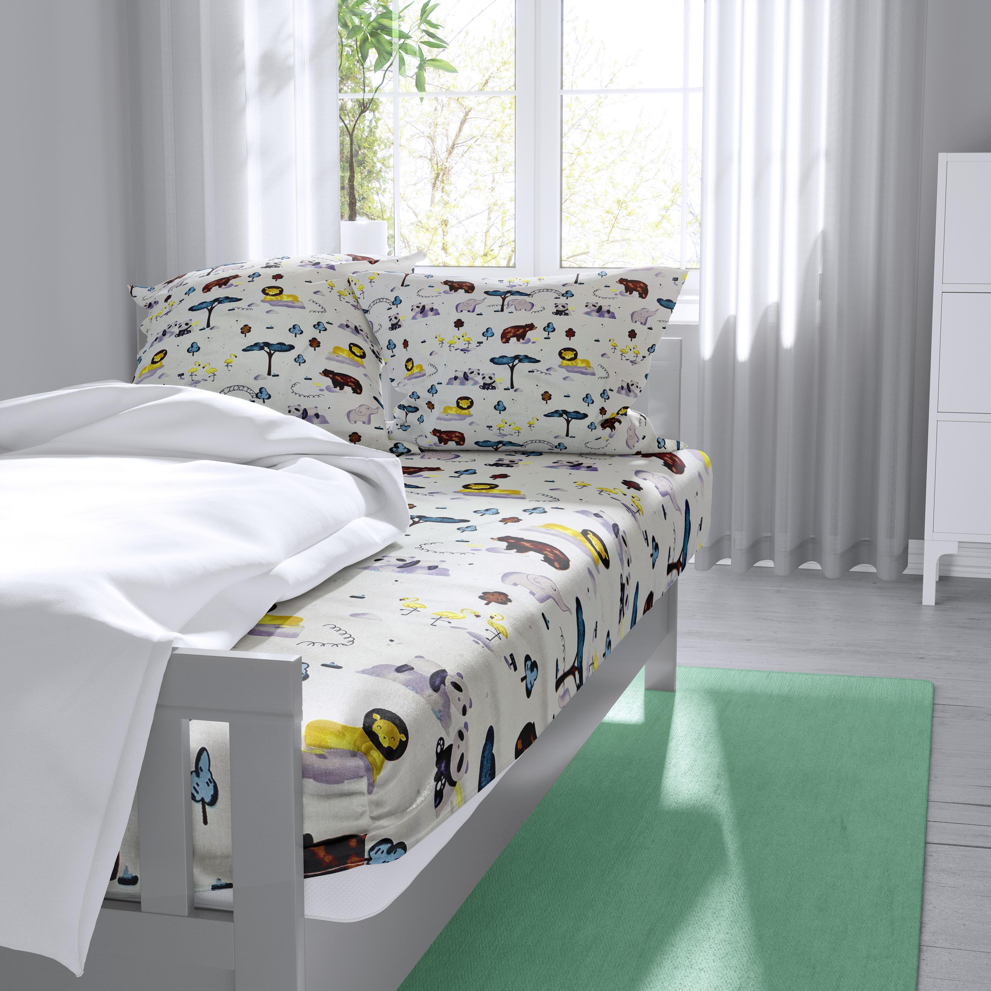 Простынь на резинке Веселые зверята 4 80х200 см и две наволочки 50х70 см бязь (G-0803FA4/pz80)