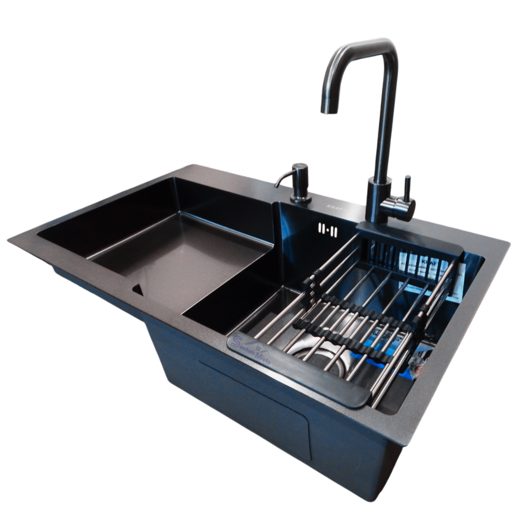 Комплект кухонной мойки Kraft HM 7848ALB PVD 3,0/1,0 мм (37963)