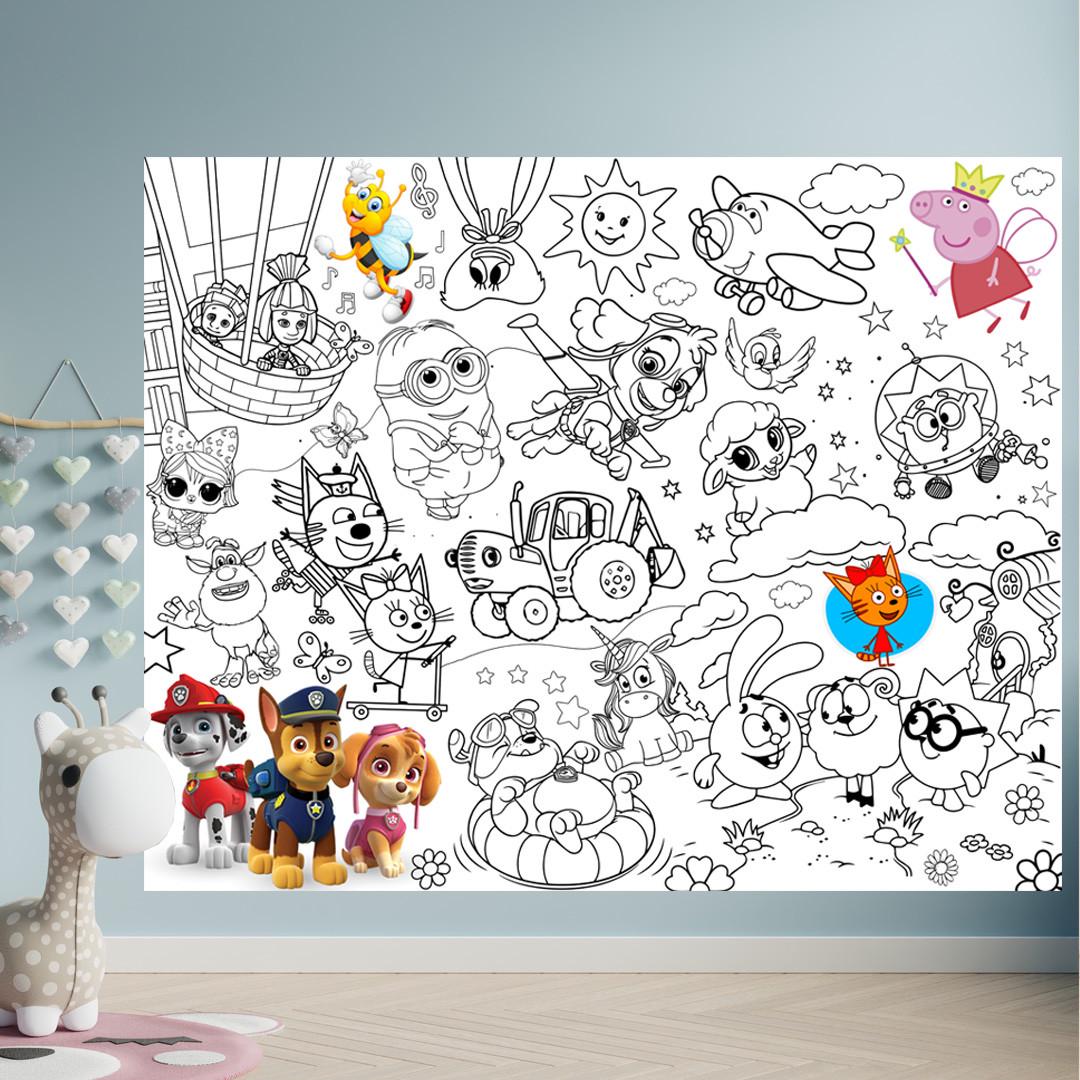 Раскраска Микс Герои Мультфильмов с фломастерами 120х150 см (00000003246)