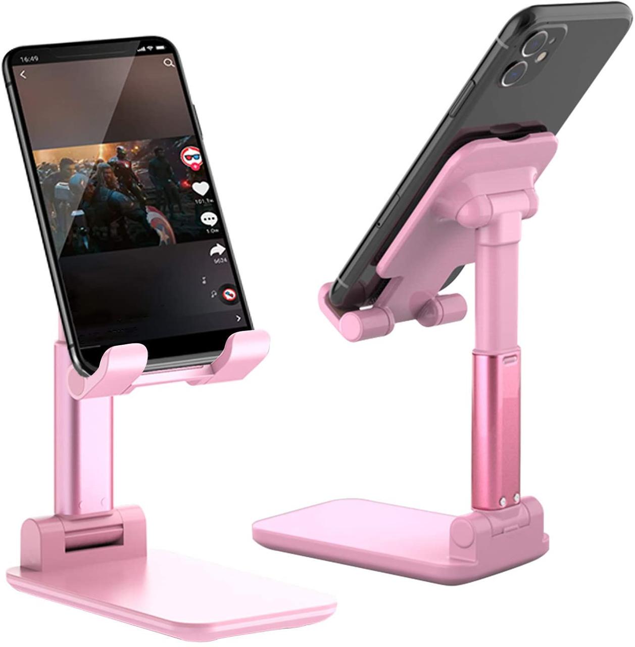 Тримач для телефону планшета Folding desktop phone stand Рожевий - фото 4