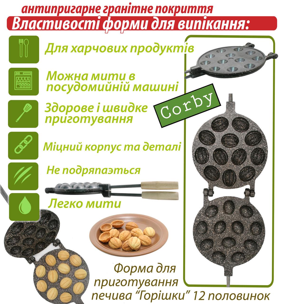 Форма для випікання горішків 12 половинок з антипригарним гранітним покриттям (2002) - фото 4