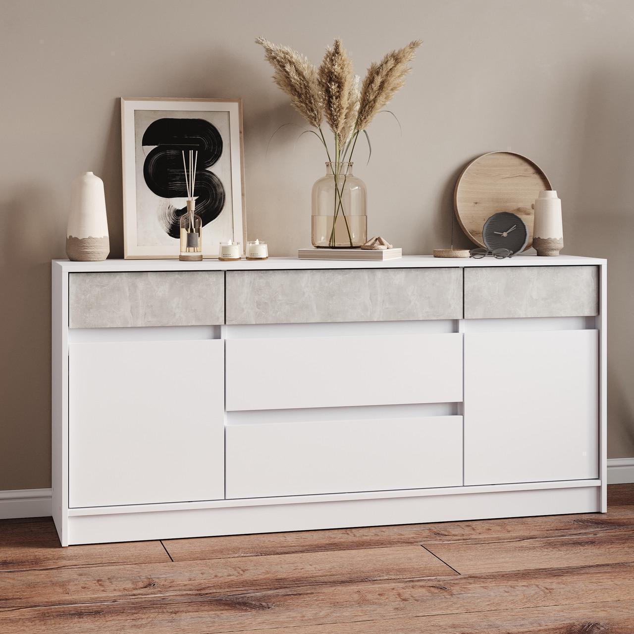 Комод Еверест Стайл-160 160,2х39х75,4 см Белый/Бетон (EVR-20740,04)