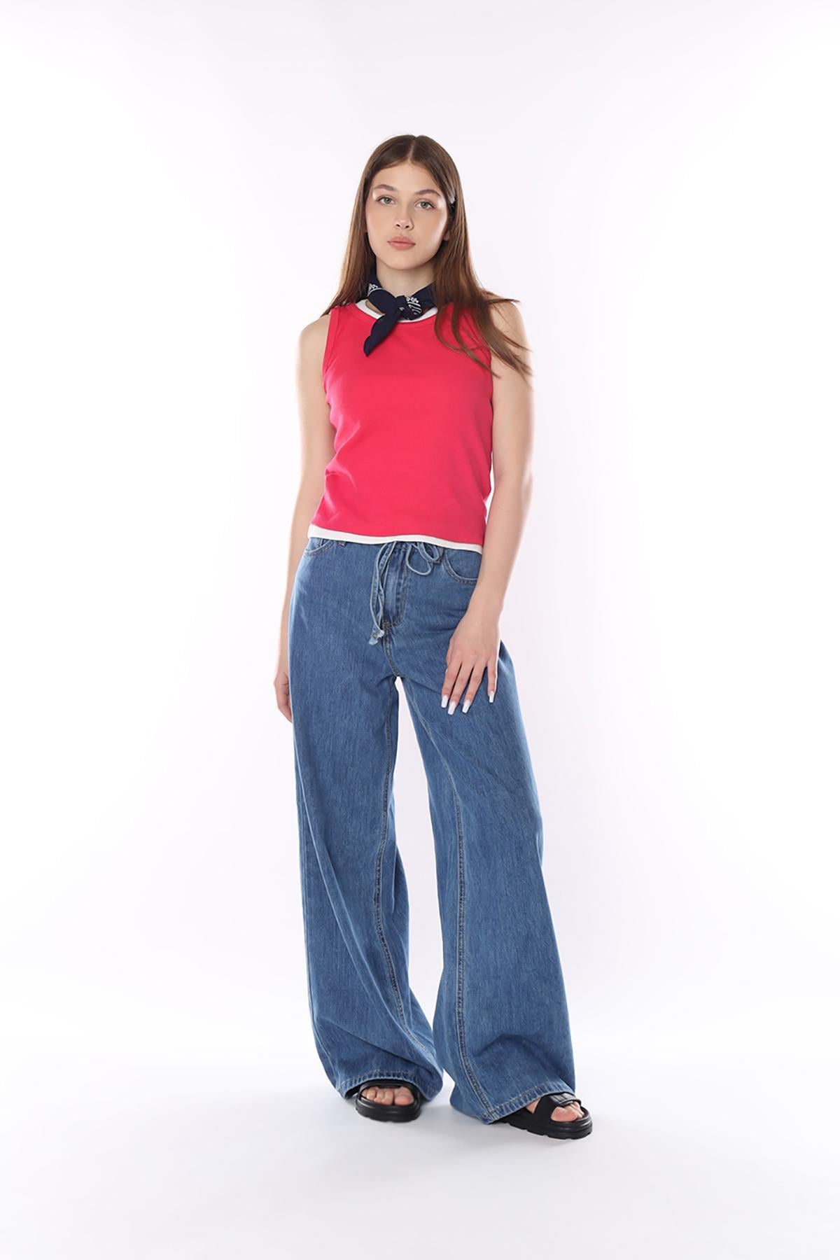 Джинсы wide leg женские р. 44 Синий (ЦБ-00290506)