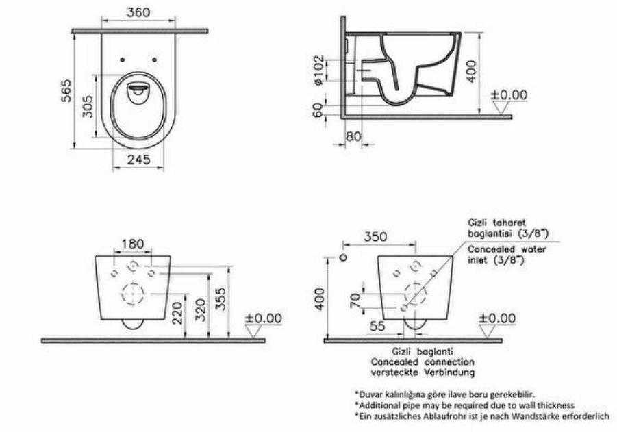 Унитаз подвесной VitrA Nest QuaFlush с сиденьем Soft Close (88-7870B403-7205) - фото 6